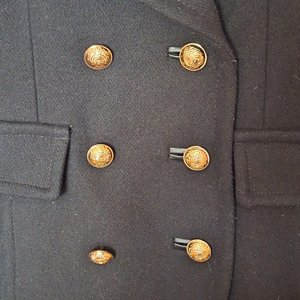 Trina Turk  Black Wool Blend Military Coat Size 2 - Picture 7 of 15